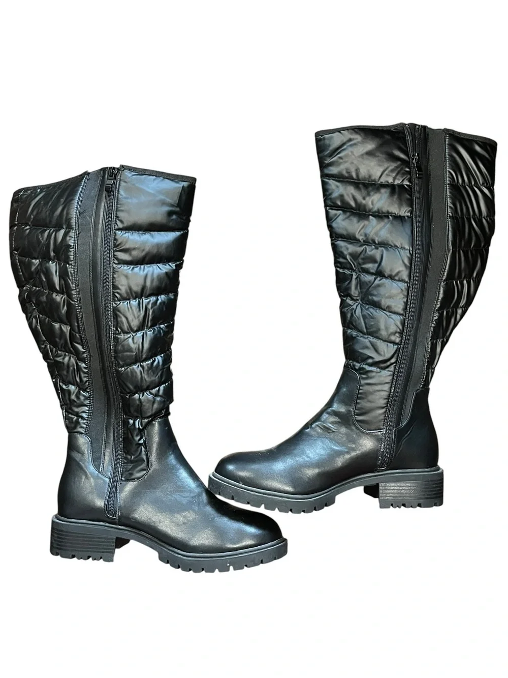 TORRID | Water Resistant Nylon Black Quilted Women's Knee-High Boots 9.5